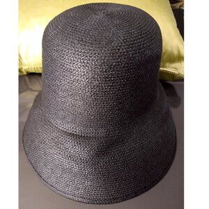 Black Flip Brim Summer Hat Woven Polypropylene IC 21 Inches